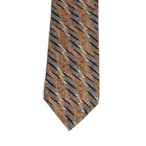 Emilio Grizante Men’s Silk Tie Brown Geometric 60.5 inch Designer Wide Tie New